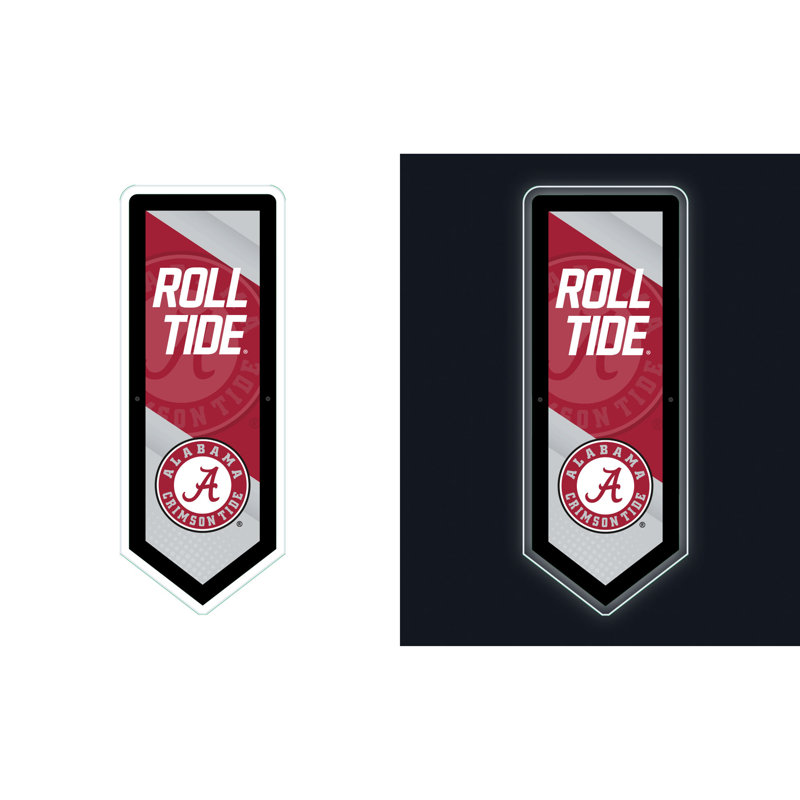 NCAA LED Pennant Shaped Lighted Wall Sign, University Of Alabama