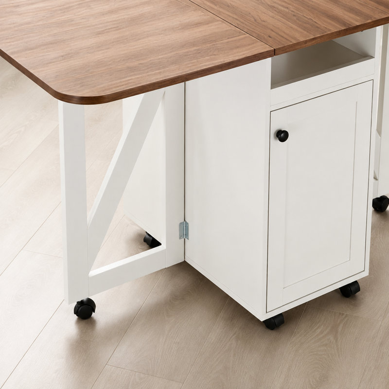 Foldable Drop Leaf Dining Table, MDF,Walnut, 50.28L x 31.19W x 29.82H