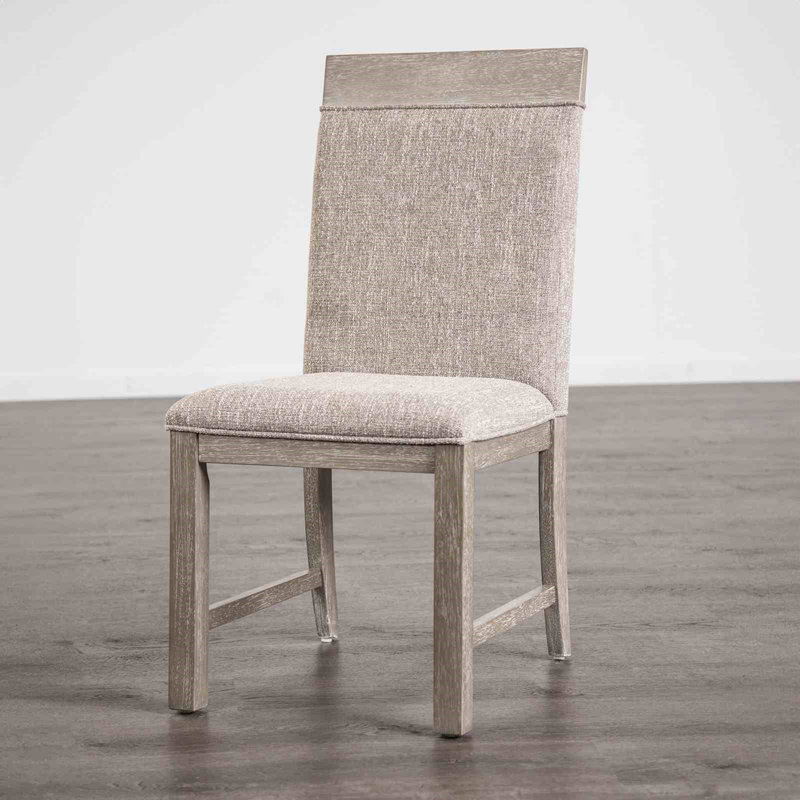 Chaise d'appoint de style transitionnel 2 pièces avec chaise rembourrée deux tons gris et gris pierre