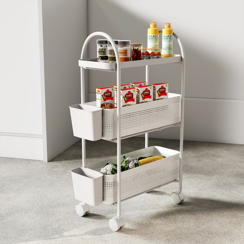 67cm H x 17cm W Cart with Wheels, White