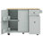 Kitchen Island with Drop Leaf, 53.9" Width Rolling Kitchen Cart on Wheels with Internal Storage Rack and 3 Tier Pull Out Cabinet Organizer, Kitchen Storage Cart with Spice Rack, Towel Rack-557054034