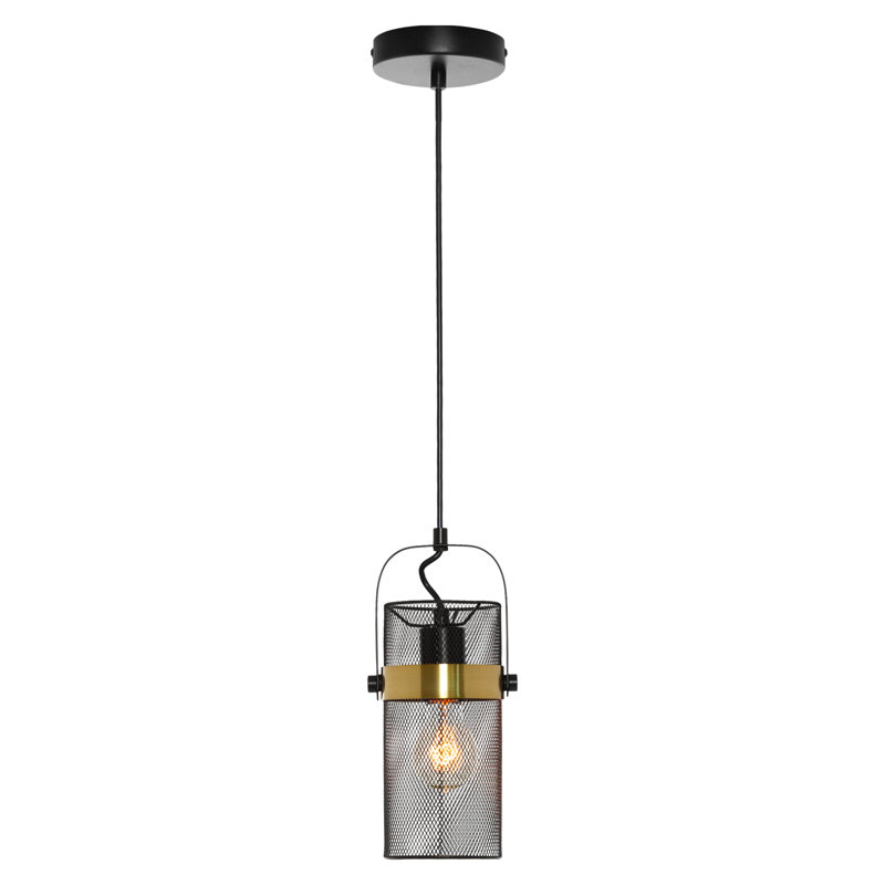 5.25"W Prendergast Black Painted Metal Mesh Drum Shade Pendant Light