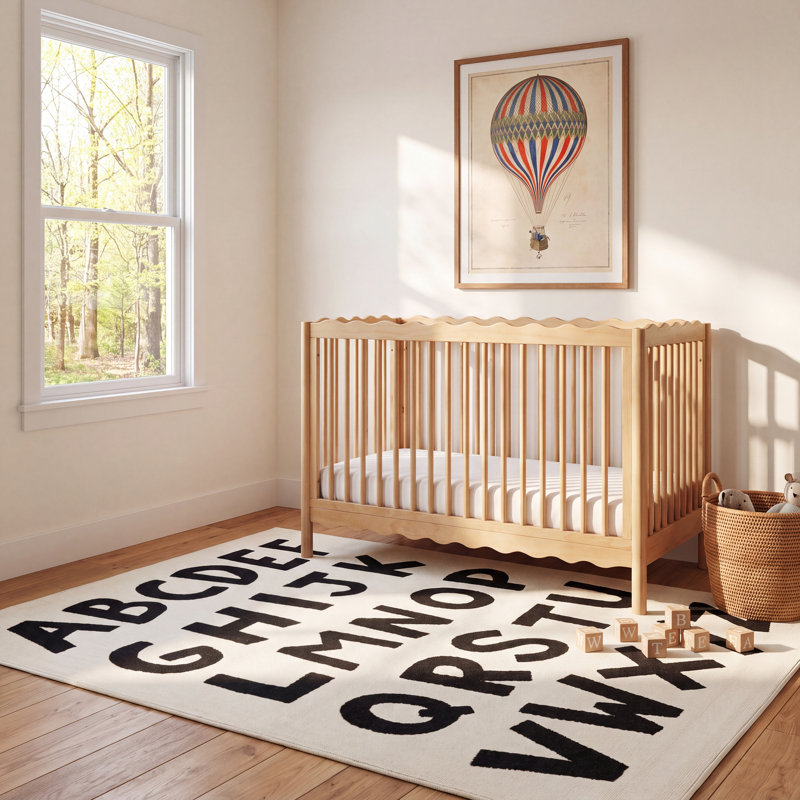 Ladner Rectangle Abstract Polypropylene Plastic Rug, Rectangle 4'4" x 6', Cream