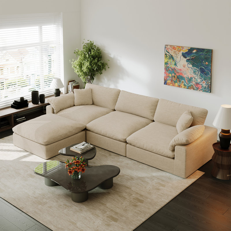 Canapé modulaire à assise profonde pour salon, Khaki