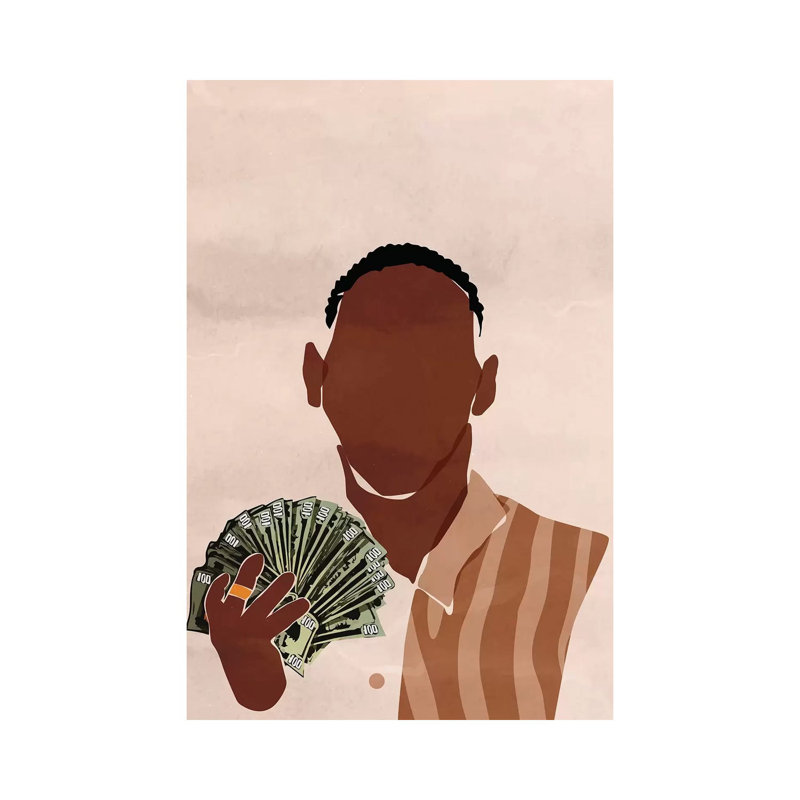 «I Am a Rich Man» par Domonique Brown, reproduction d'art graphique sur toile tendue, H 26 po x l 18 po x 1,5 po