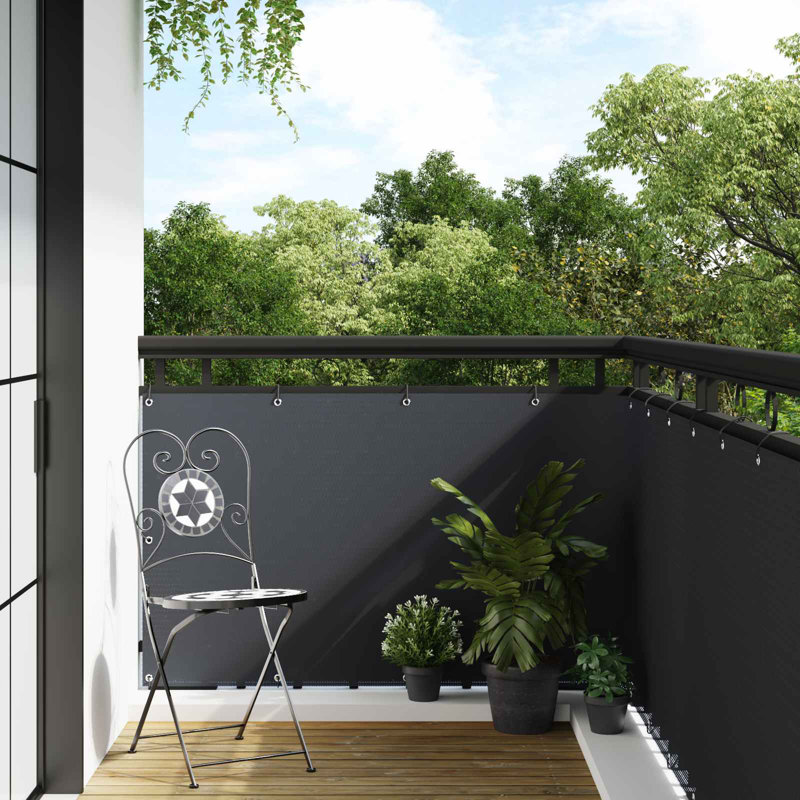 Vidaxl Balcony Screen With Eyelets, 600cm W x 100cm D, Anthracite