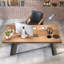 Bureau rectangulaire brun et noir en bois massif et fer-836318457