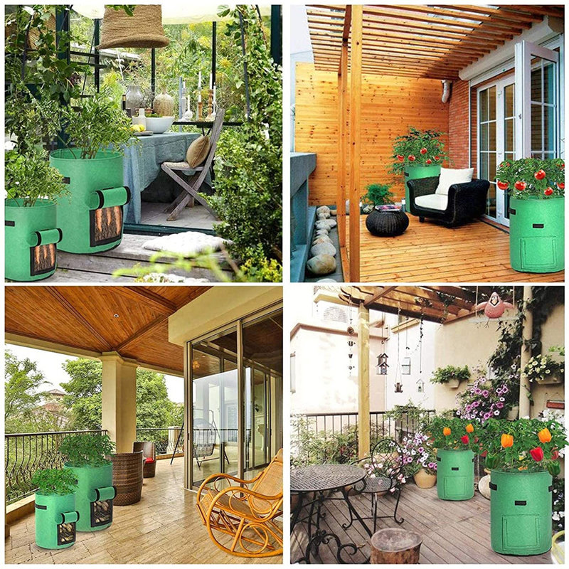 2 Pack 10 Gallon Grow Bags with 8 Side Grow Pockets, Planter Growing Kit with Reinforce Handles for Garden Strawberries, Herbs, Flowers (Set of 2)