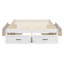 Lit plateforme double avec 6 tiroirs de rangement, cadre en bois minimaliste moderne pour la chambre à coucher, blanc antique-117989119-117989117