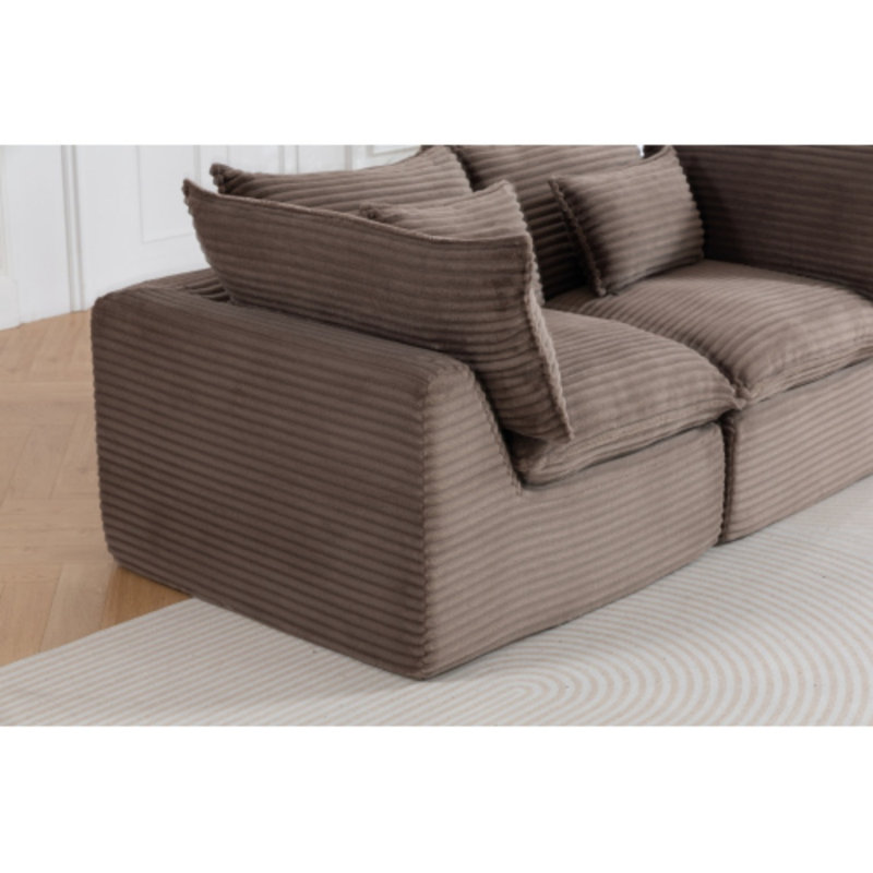 Canapé modulaire surdimensionné 74,8 po Cloud Kouch, 2 places, kaki, Mélange de coton kaki