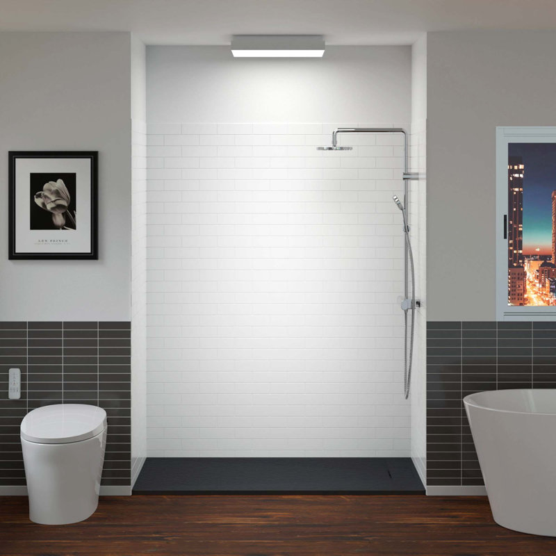 60'' W 75'' H Framed Rectangle Shower Stall, Black/Brushed Nickel Trim, Right/Left