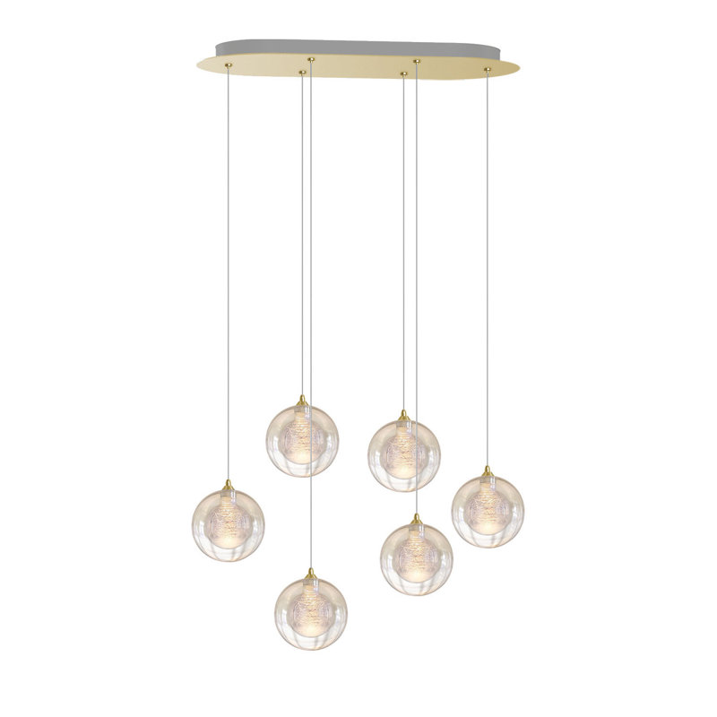 Riverdale 6 - Light Cluster Pendant, Brushed Brass