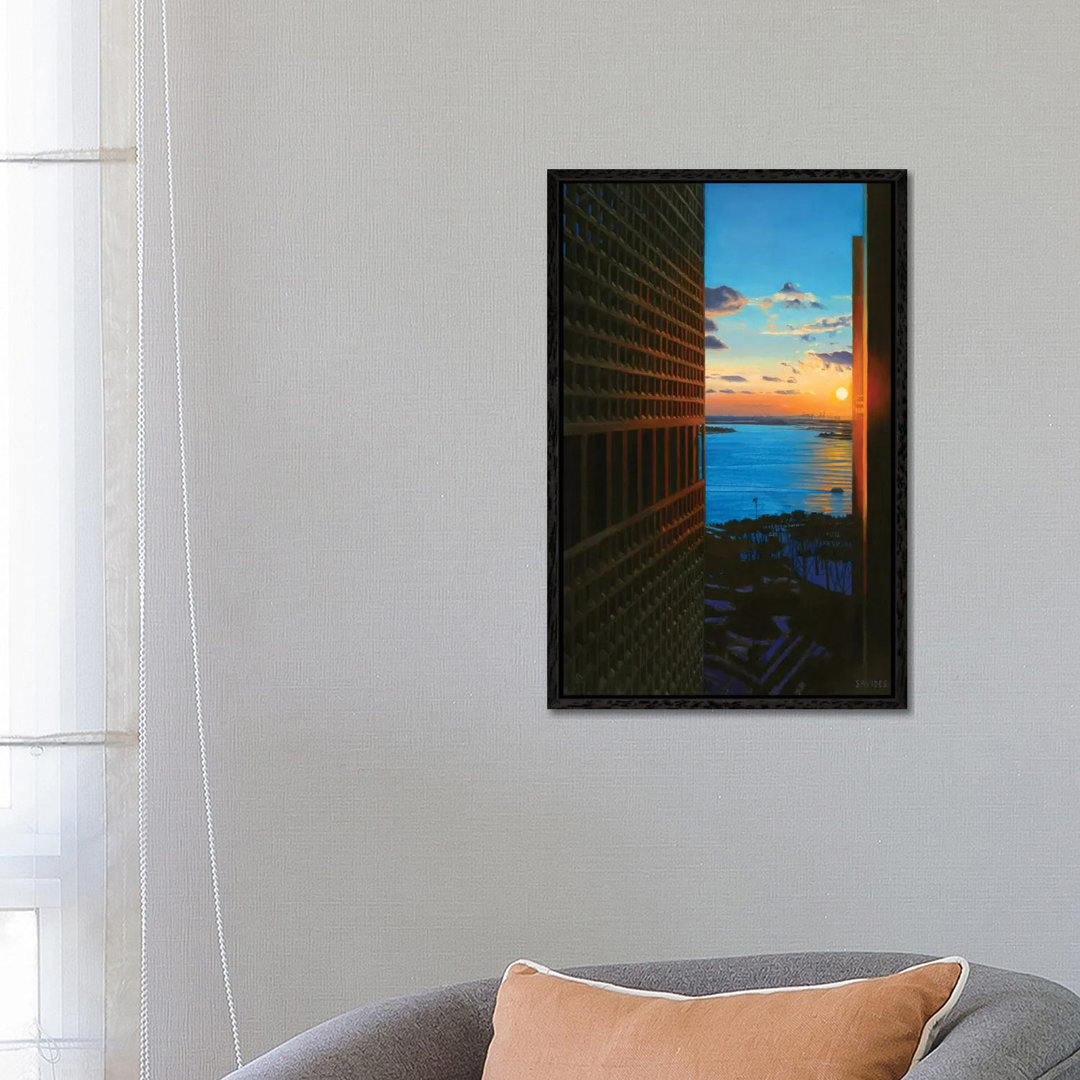 Sonnenuntergang über dem New Yorker Hafen von Nick Savides - Galerie-umwickelte Leinwand Giclée auf Leinwand