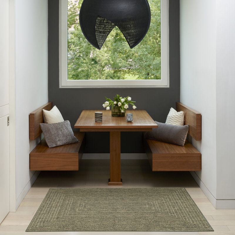 Cascio Geometric Indoor/Outdoor Area Rug, Rectangle 2' x 3', Olive