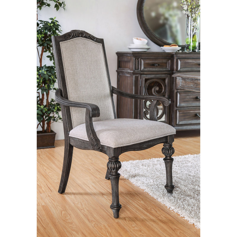 Chaise avec accoudoirs Mohall, Ivoire / naturel rustique / bois naturel