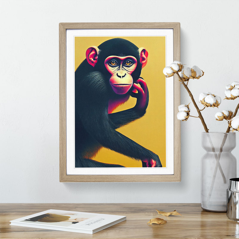 Artful Monkey - Single Picture Frame Print, 34cm H x 25cm W x 2cm D, Oak Framed