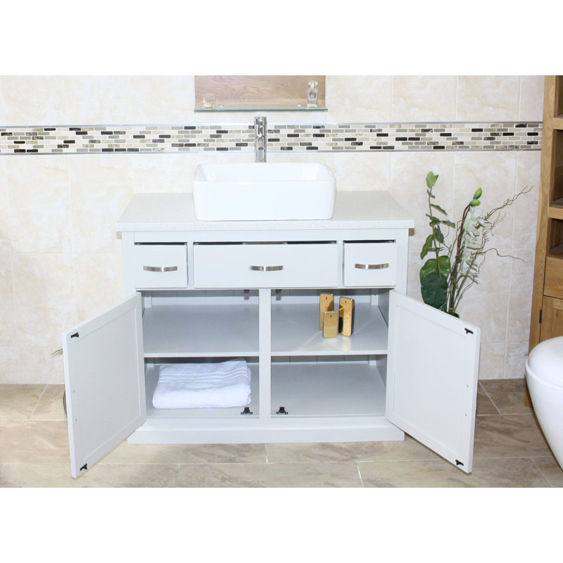 Roderick 1000mm Single Bathroom Vanity with Basin, Grey Quartz, Grey