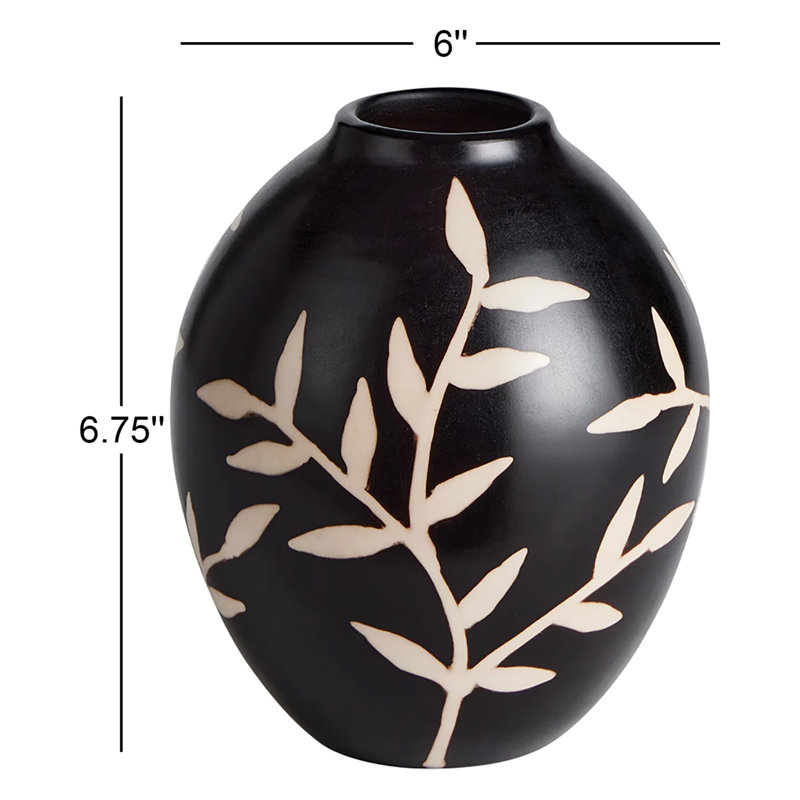 Orlova Handmade Terracotta Table Vase, 6.75" H x 6" W x 6" D