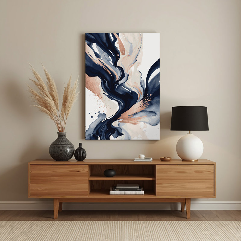 Aquarelle abstraite, art mural en métal beige 92, H 30 po x l 20 po