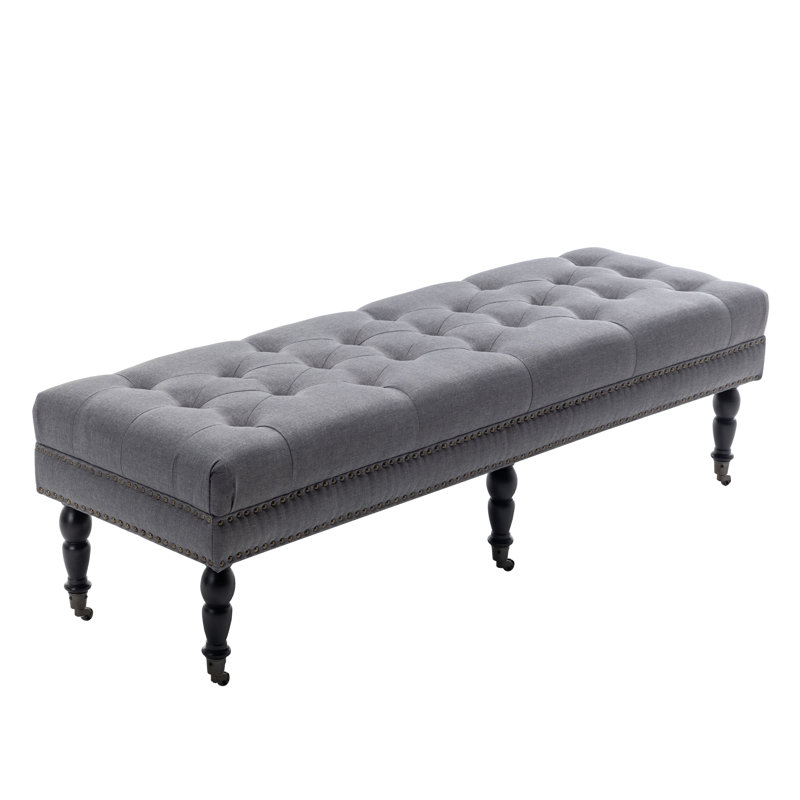 Banc rembourré en tissu Casablanca, Gris foncé