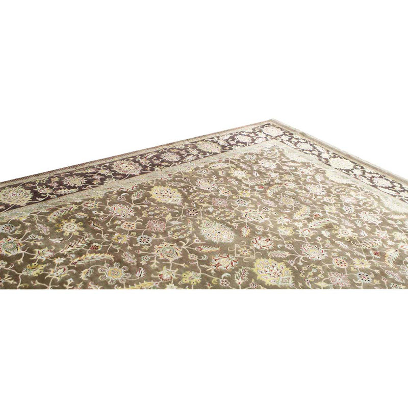 Tapis beige / brun / chameau noué à la main de haute qualité