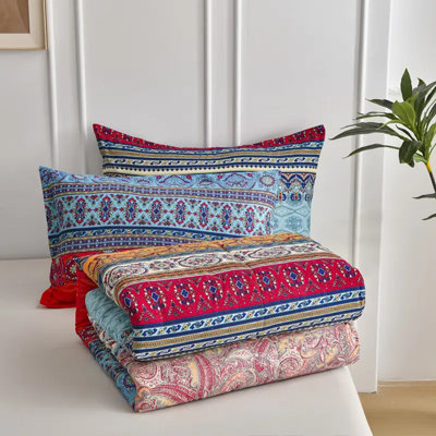 Blue And White Striped Bohemian Duvet Cover