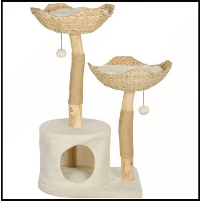 Arbre à chat durable avec grattoir, lit moelleux et jouets interactifs pour chats d'intérieur pesant jusqu'à 10 lb