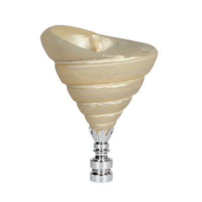 Royal Designs, Inc. F-5106SL-1 Natural Twisted Spiral Seashell Lamp Finial, White Shell, Polished Silver Base