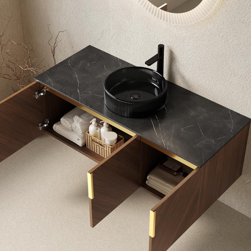 Meuble-lavabo mural moderne 48 po avec lavabo