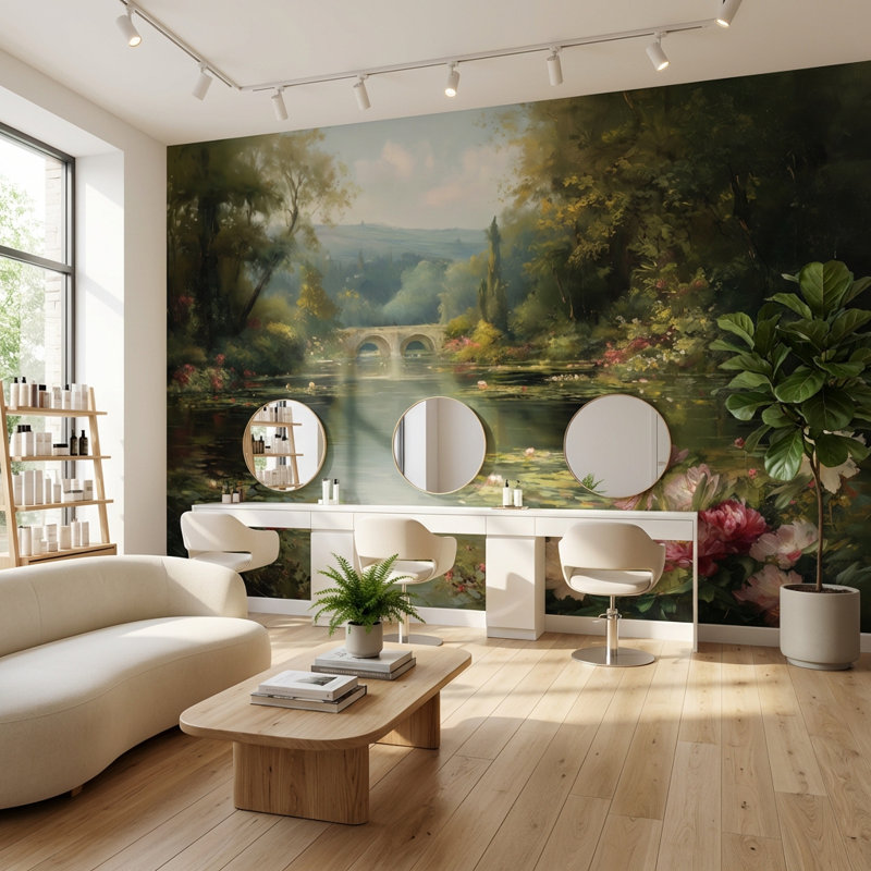 Murale Serene Pond, 100"x96", Peler et coller