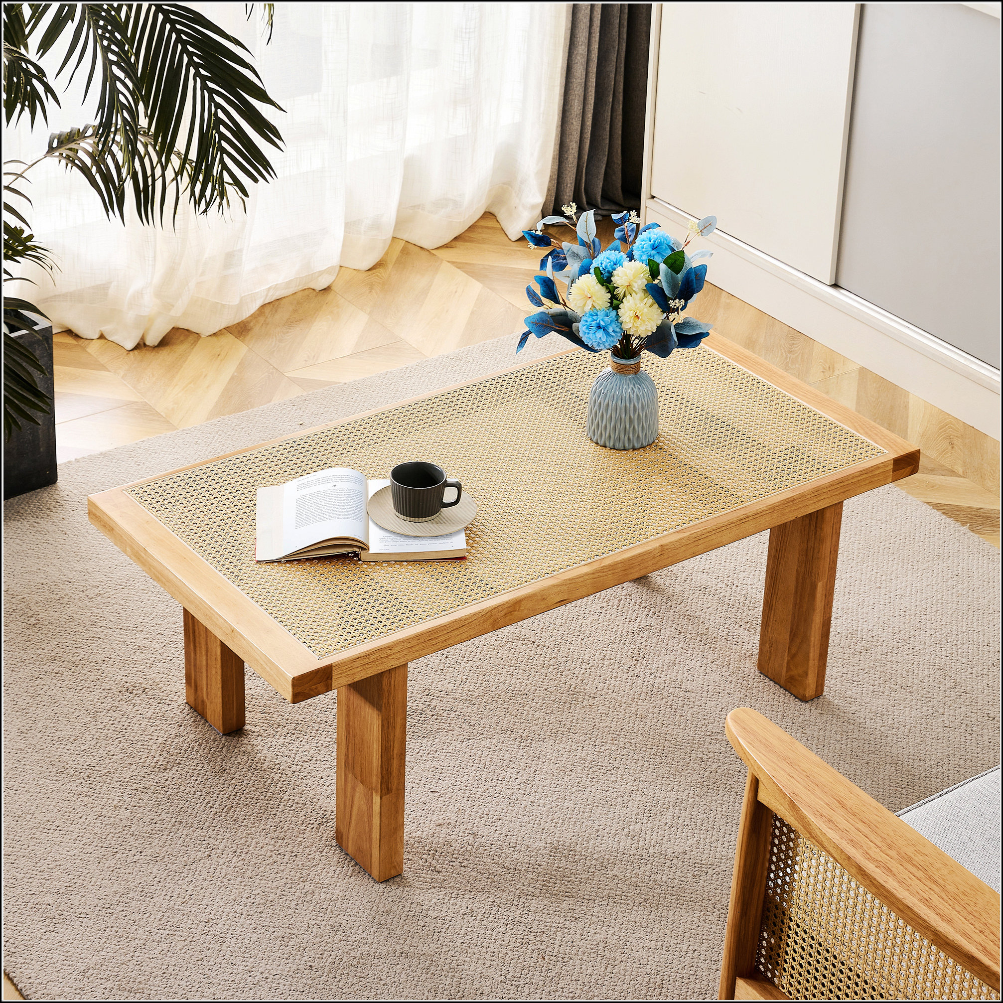 Bay Isle Home™ Modern And Minimalist Rectangular Rattan Table With ...