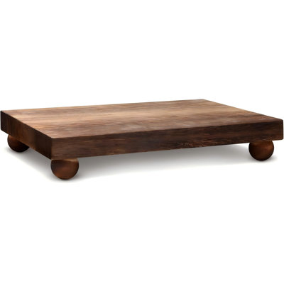 Wood Pedestal Stand Kitchen Soap Tray Farmhouse Wooden Riser Stand For Kitchen Bathroom Counter Table Decor Plant Candle Vases Display (Dark Brown, 12 X 7 Inch)