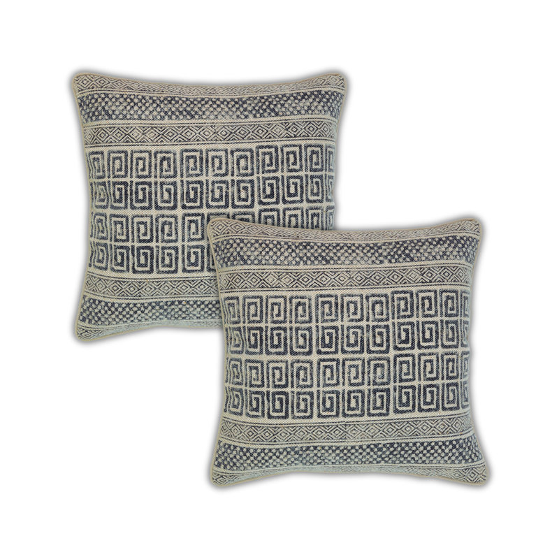 Ensemble de 2 housses de coussin décoratif en coton à imprimé Greek Key (ensemble de 2)