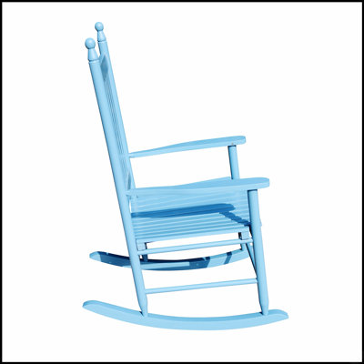 Chaise berçante en bois durable avec dossier à lattes pour une détente en douceur, parfaite pour les balcons et les vestibules.