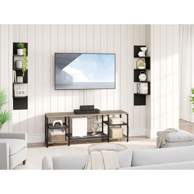 Tablette de coin murale, ensemble de 2 tablettes de coin flottantes pour étagères murales de coin à 4 niveaux Tablette flottante pour tablettes de coin murales pour salon, chambre à coucher, salle de bain, bureau à domicile, noir