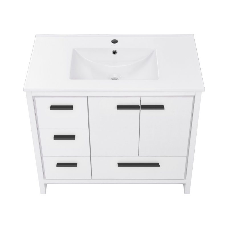 Virage 36 Freestanding, Bathroom Vanity, White, White, Single