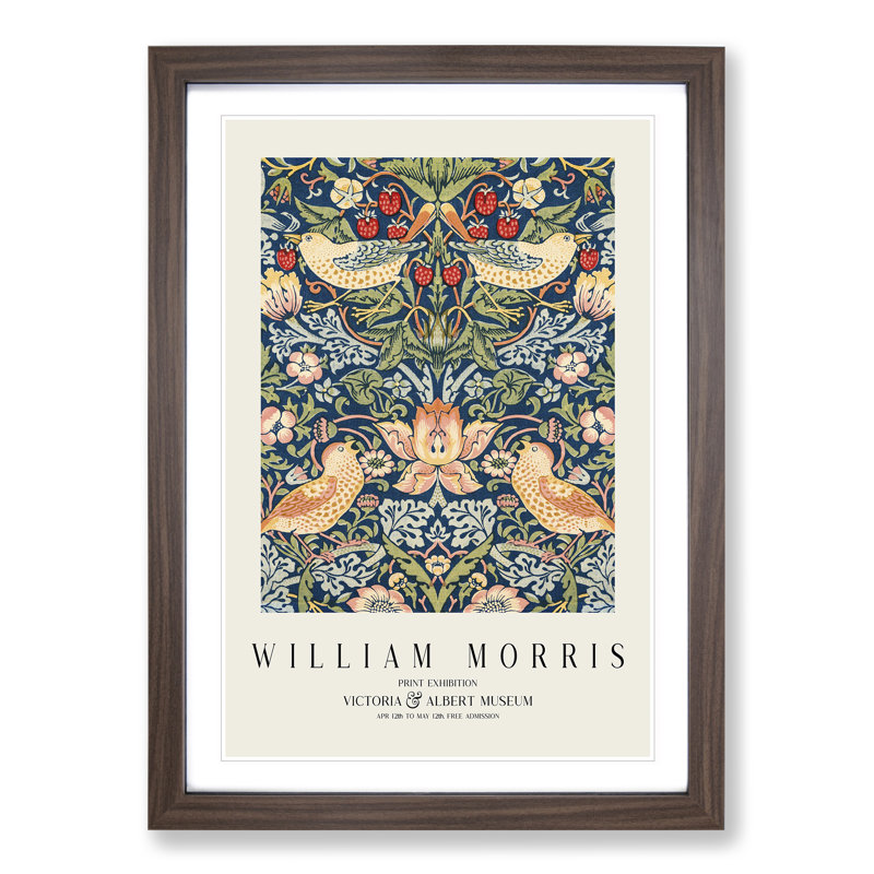 Strawberry Thief Vol.1 by William Morris - Framed Print, 65cm H x 48cm W x 2cm D, Walnut Framed