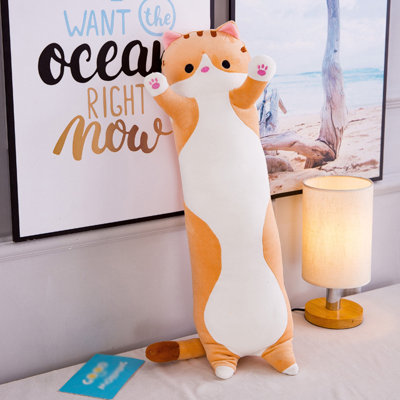 Cute Cartoon Cat Shaped Doll  Plush Sleeping Long Throw Pillow Decorative Gift