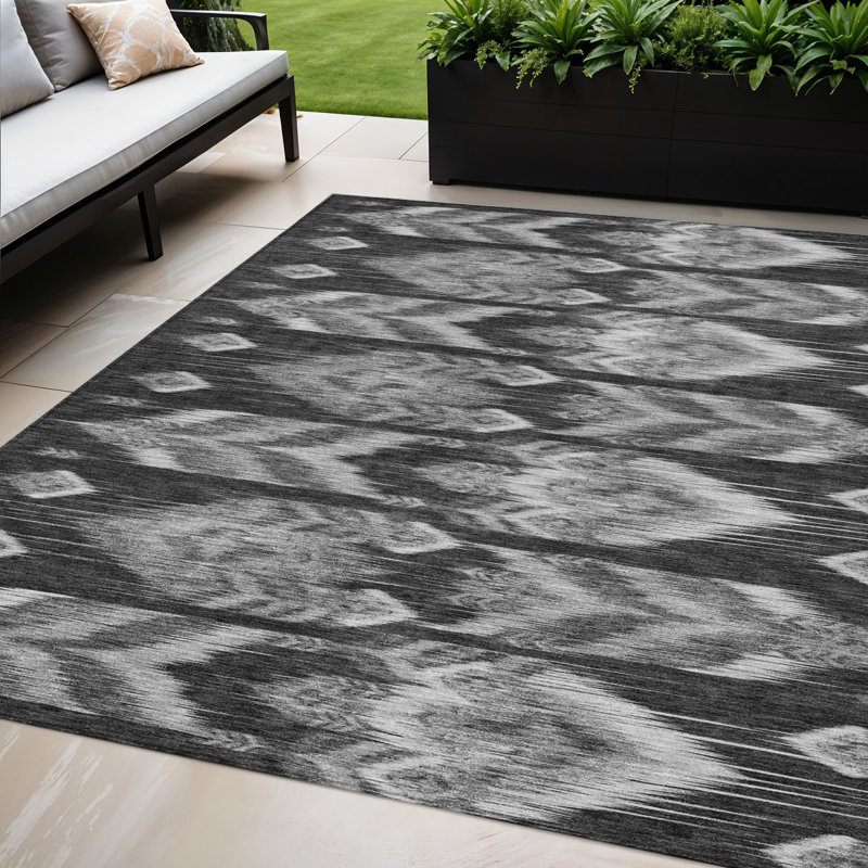Tapis intérieur lavable extérieur gris anthracite et argenté 5 pi x 8 pi Southwestern