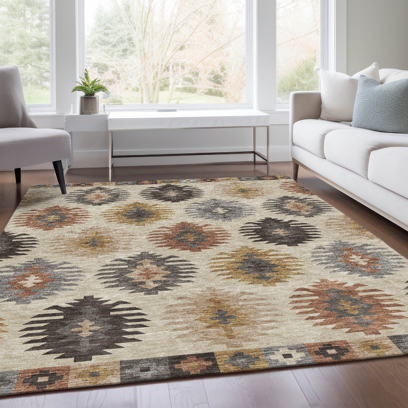 Premium Machine Washable Prisco Beige Rug, Rectangle 8' x 10'
