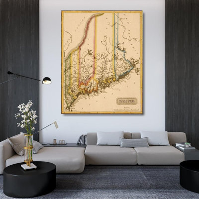 Art sur toile tendue Lark Manor ™, Cartes rétro, Maine 1817 61962