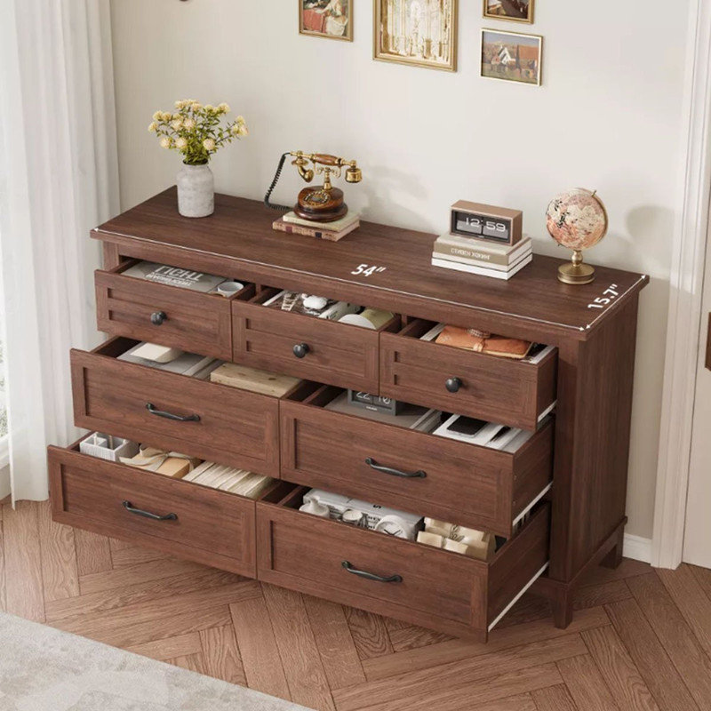 137 cm W Chest of 7 Drawers, Brown