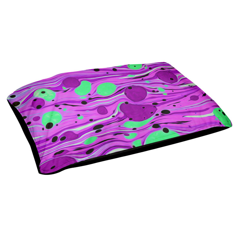 Coussin de lit paint tourbillons dog Byrge, Moyen (H 6,5 po x l 40 po x P 30 po), Mauve / Vert, Polyester