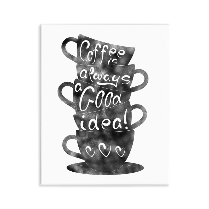 Plaque murale «Coffee Mugs» empilée et phrase, design par Marcus Prime