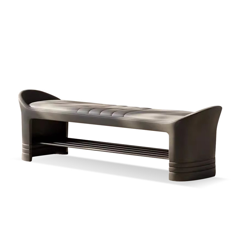 Banc de rangement rembourré pour chaussures, Gris