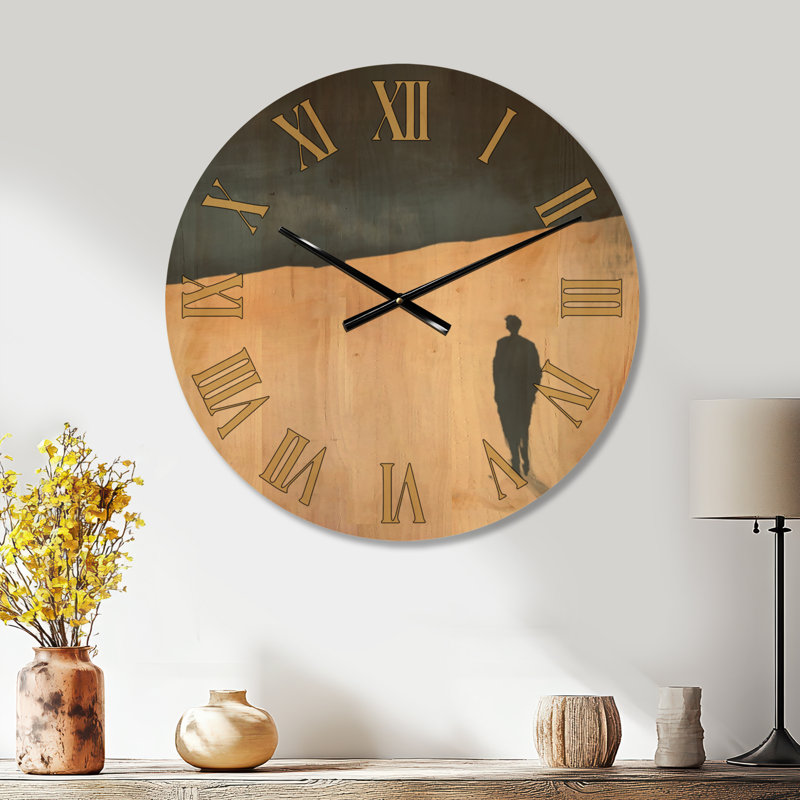 Horloge murale grand format « Vagabond solitaire du littoral » - Navy Beach, imprimée sur bois, Médium