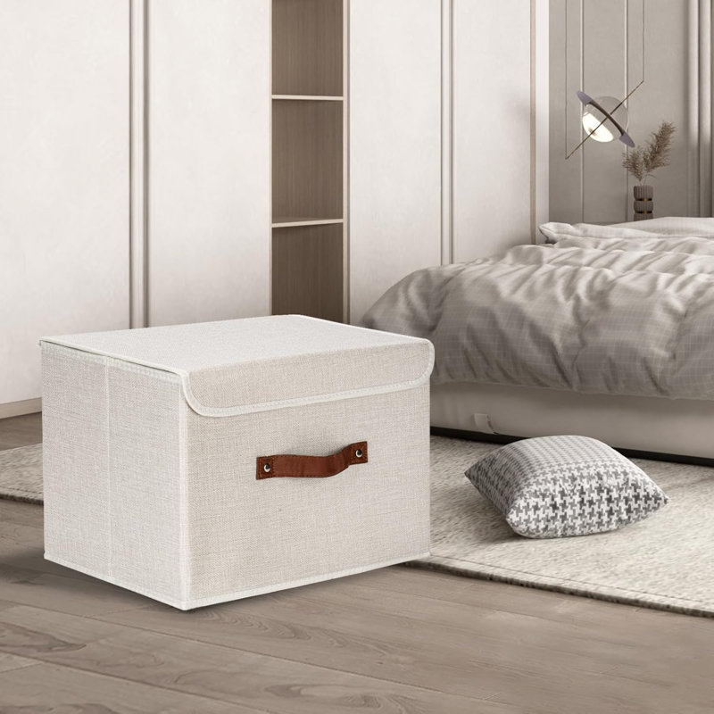 Brayden Studio Fabric Bin, Beige