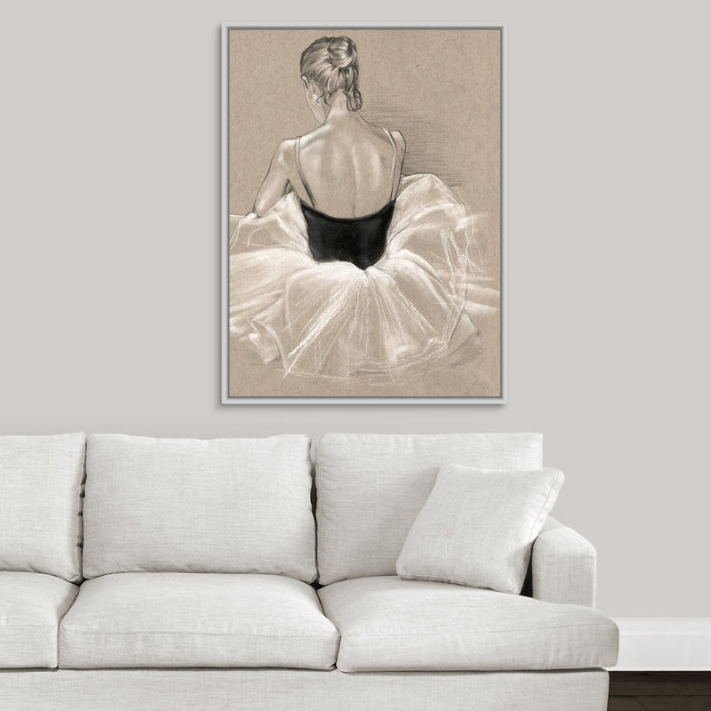 «Ballet Study II», peinture sur toile, H 25,7 po x l 19,7 po x P 1,75 po, Cadre flottant blanc
