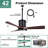42" Black Smart Outdoor Ceiling Fan With Lights And APP Control, Waterproof Plug-in Reversible DC Motor Ceiling Fan For Patios