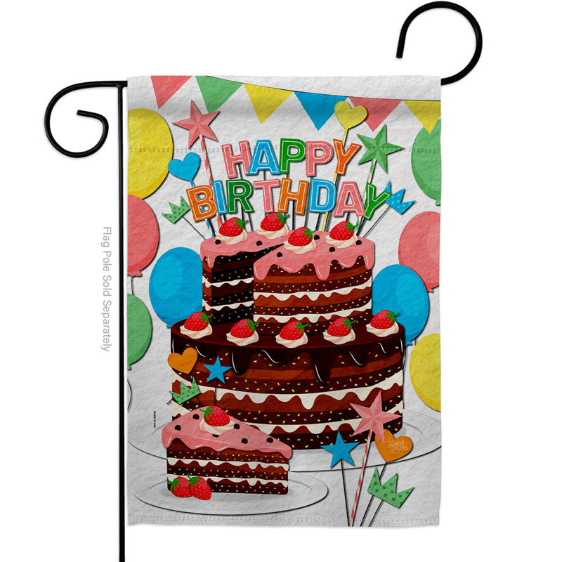 Double Sided Polyester Birthday Garden Flag, 19" H x 13" W
